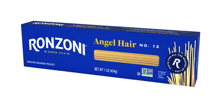 3/4 view of ronzoni angel hair packaging