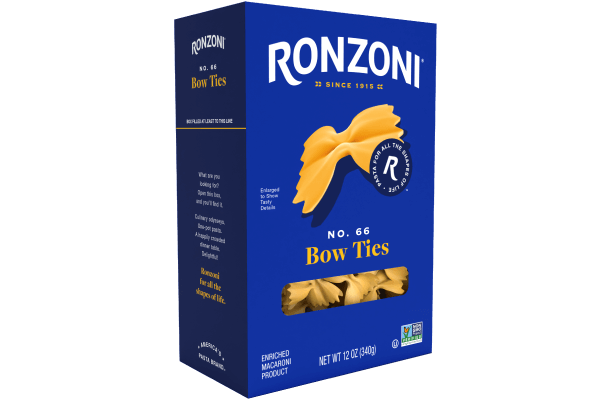 3/4 view of ronzoni bow ties packaging