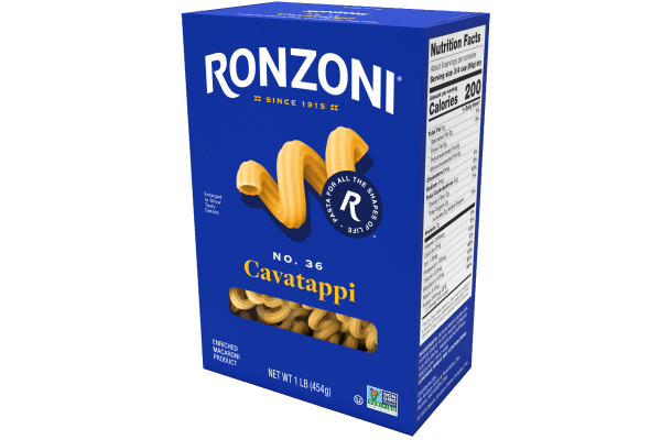 3/4 view of ronzoni cavatappi packaging
