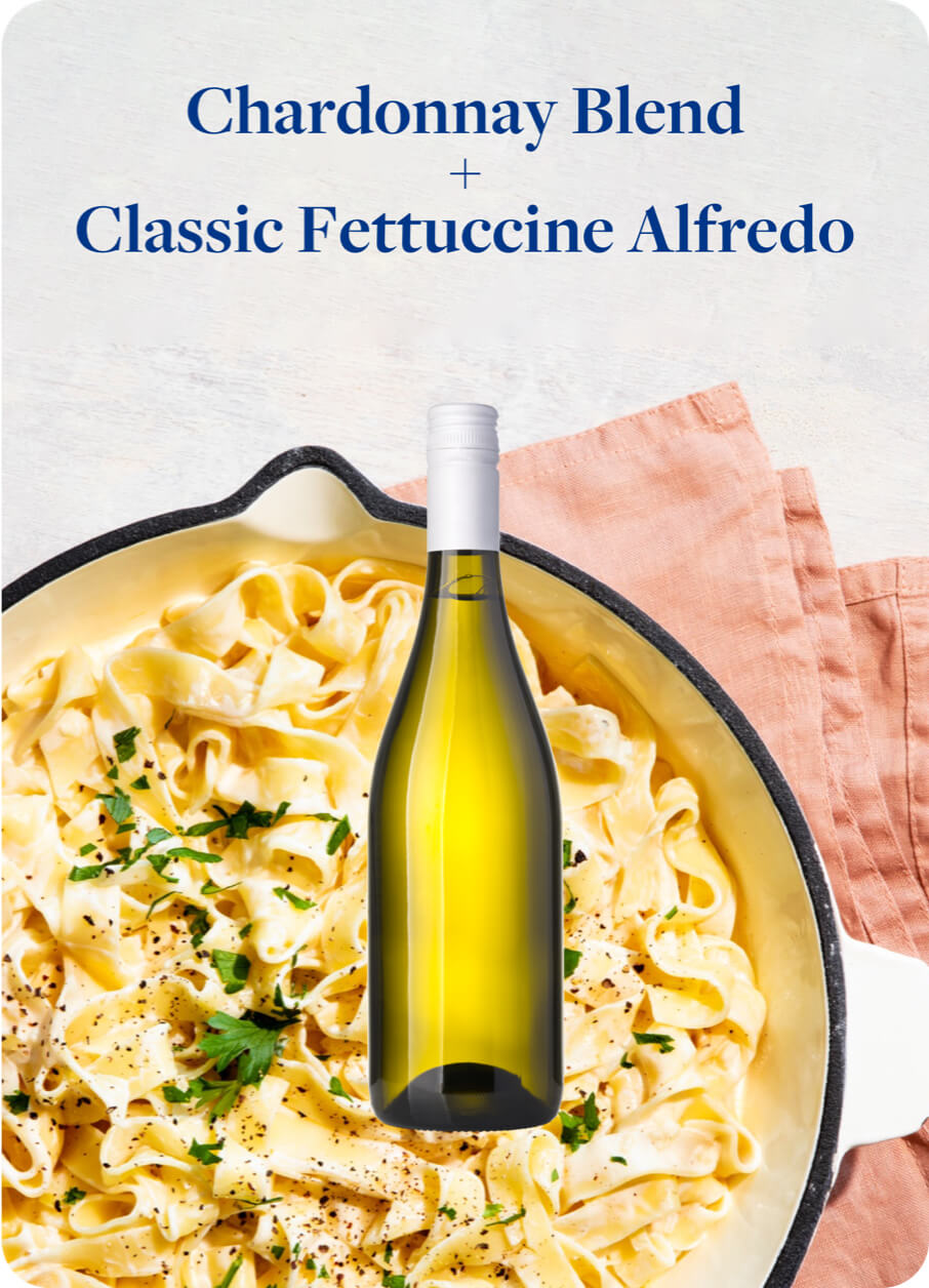 Chardonnay Wine Paired With Fettuccine Alfredo Pasta