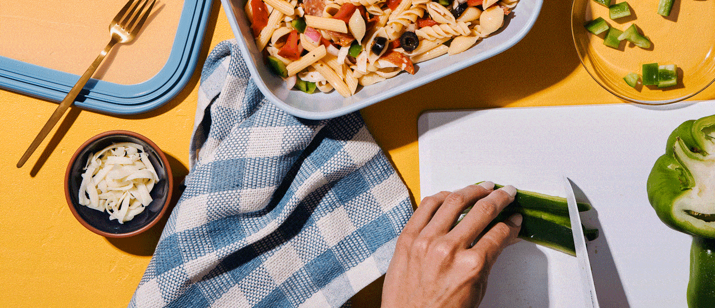 A GIF of chopping jalapeños for Ronzoni’s Antipasto Pasta Salad.