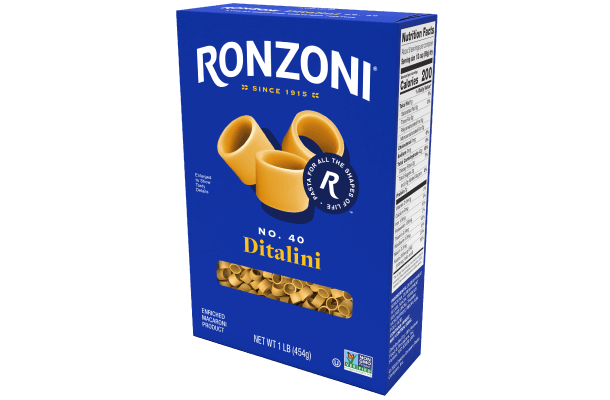 3/4 view of ronzoni ditalini packaging
