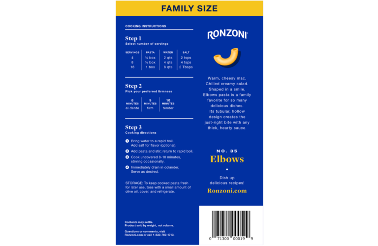 Family Size Elbow Pasta | Ronzoni® | Elbow Macaroni
