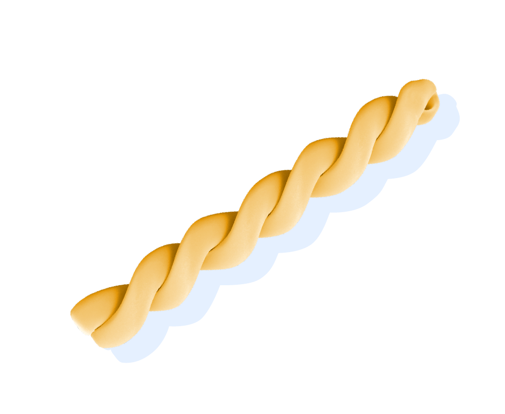 diagrammatic drawing of gemelli pasta