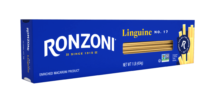 3/4 view of ronzoni linguine packaging
