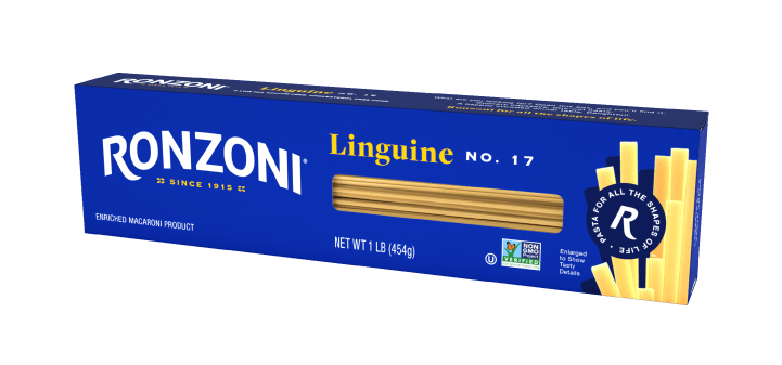 3/4 view of ronzoni linguine packaging