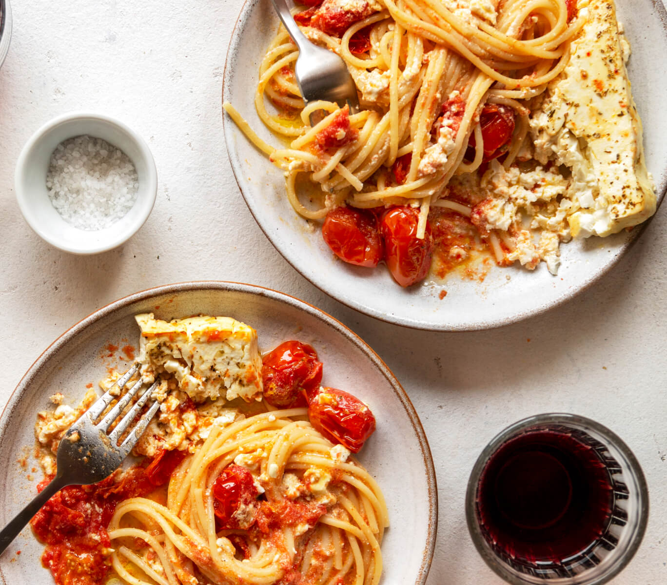 Long Pasta Shape With Tomatoes And Cheese