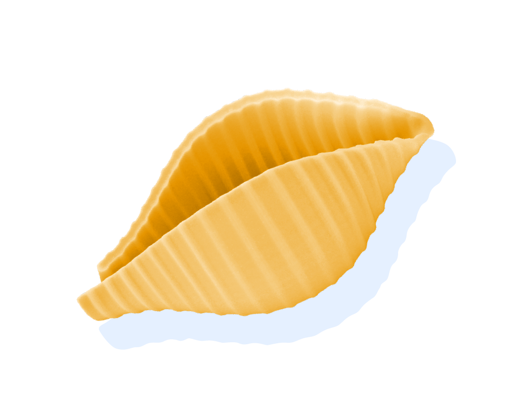 diagrammatic drawing of medium shells pasta