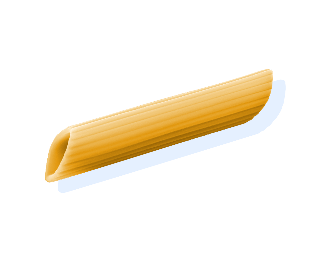 diagrammatic drawing of mostaccioli rigati pasta