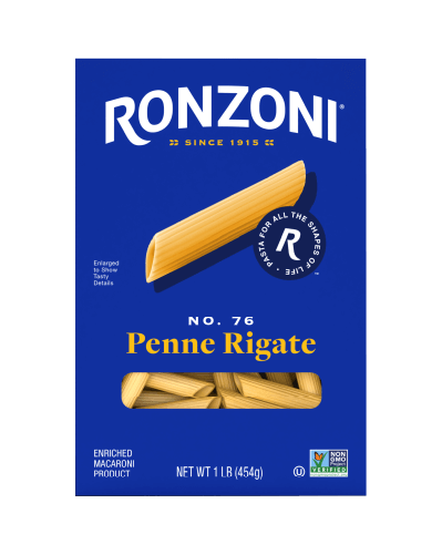 Penne Rigate is one of many short pasta shapes in the Ronzoni pasta brand