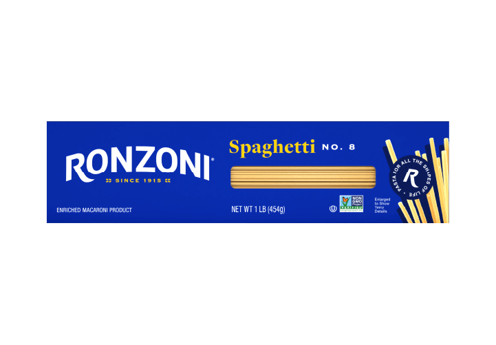 Spaghetti is one of many long pasta shapes in the Ronzoni pasta brand