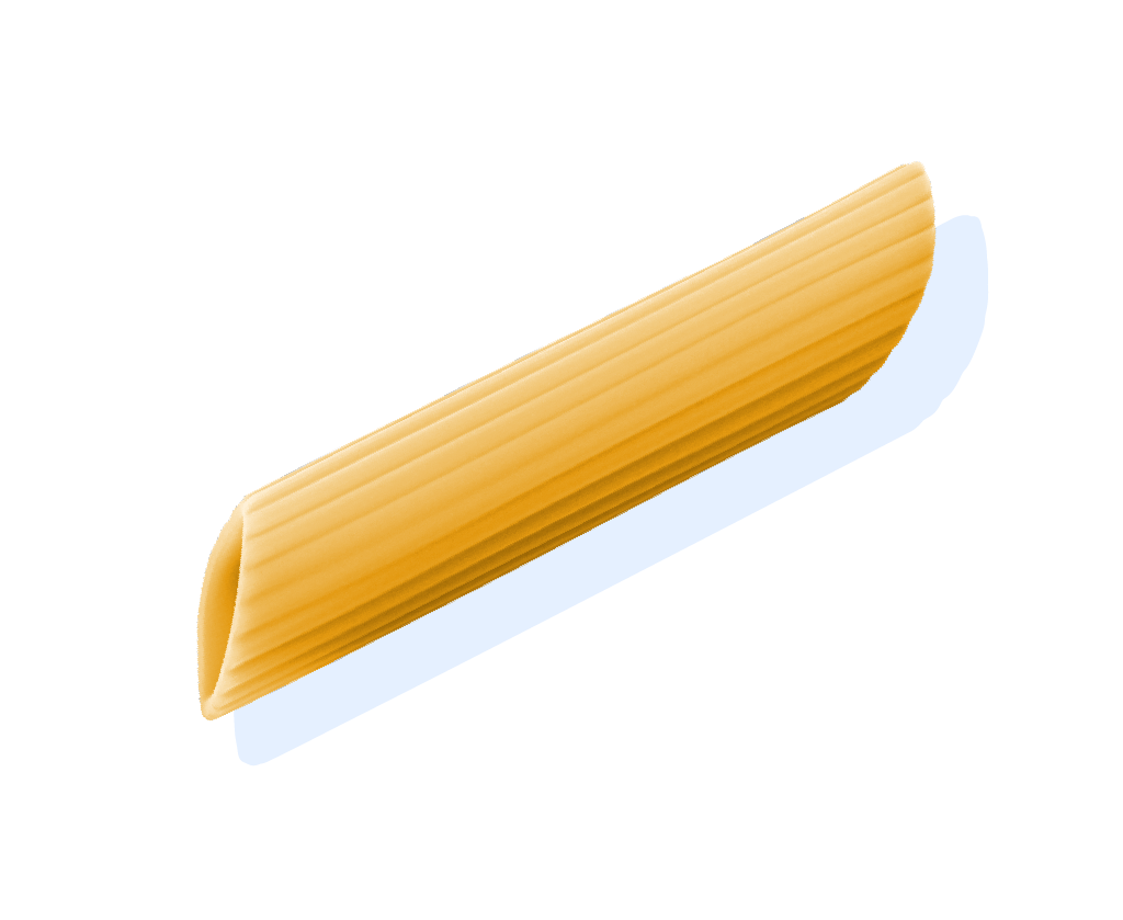 diagrammatic drawing of penne rigate pasta