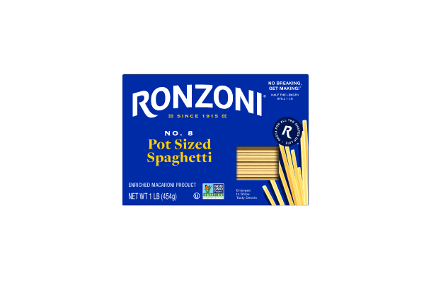 Front-of-pack view of Pot Sized Spaghetti packaging