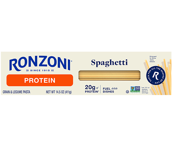 Image of Ronzoni Protein Spaghetti packaging from the front