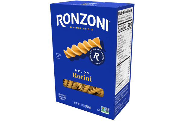 3/4 view of ronzoni rotini packaging