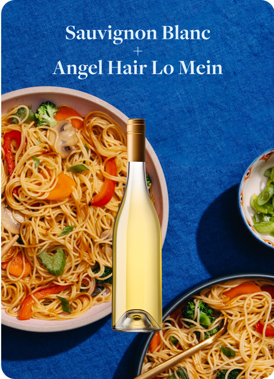 Sauvignon Blanc Wine Paired With Angel Hair Lo Mein Pasta