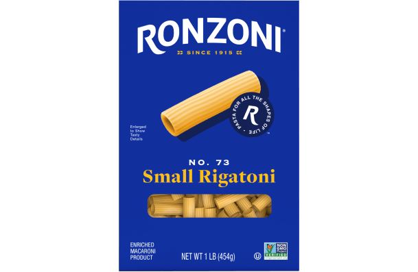 front of ronzoni small rigatoni packaging