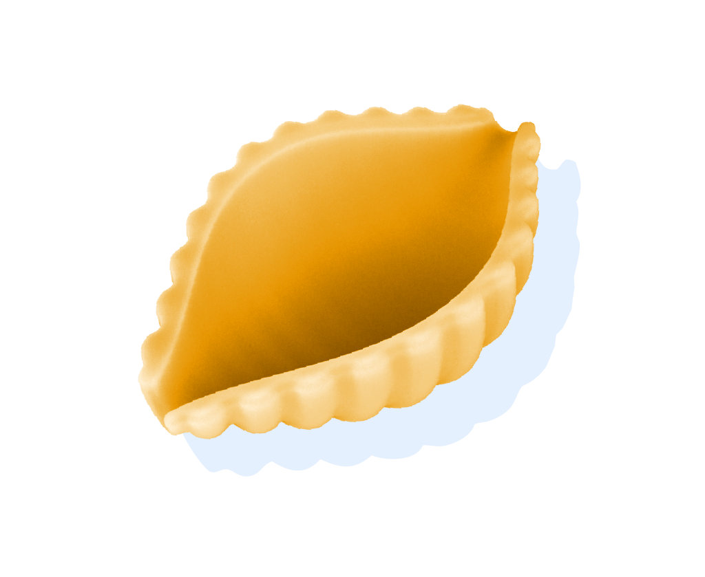 diagrammatic drawing of small shells pasta