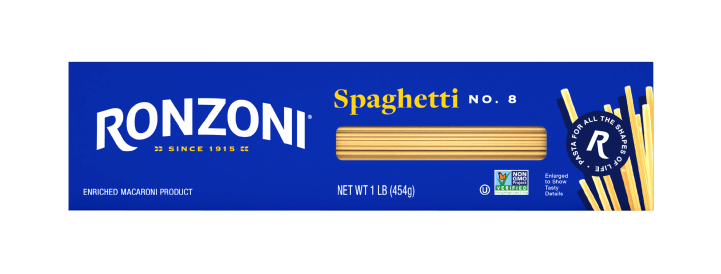front of ronzoni spaghetti packaging
