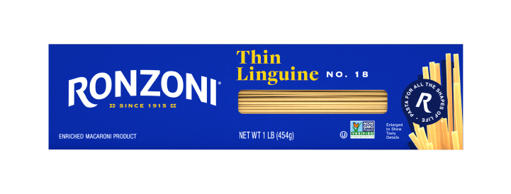 front of ronzoni thin linguine packaging