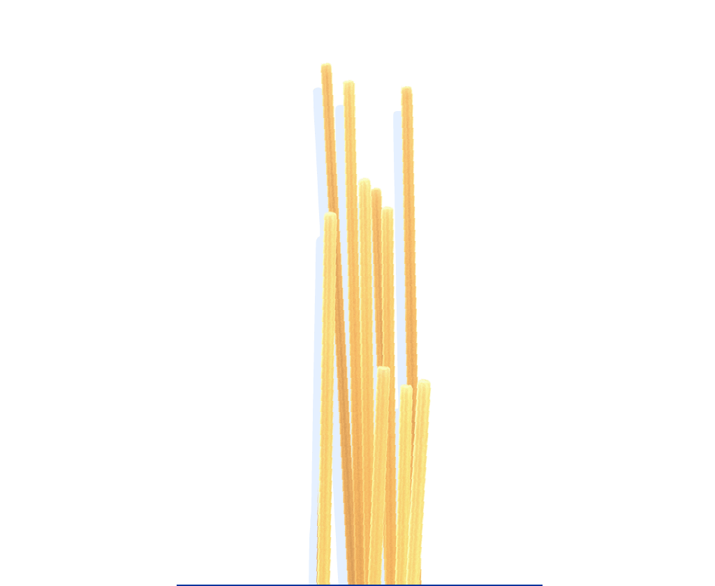 diagrammatic drawing of thin spaghetti pasta