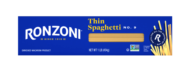 front of ronzoni thin spaghetti packaging