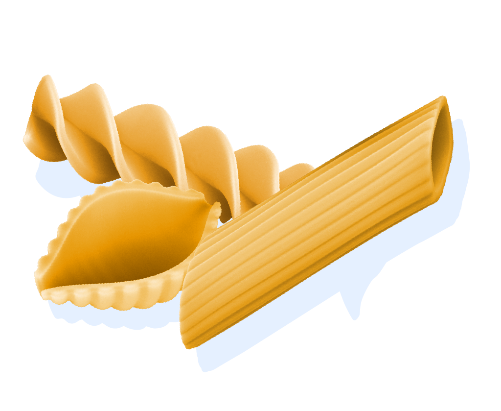 diagrammatic drawing of trio italiano pasta